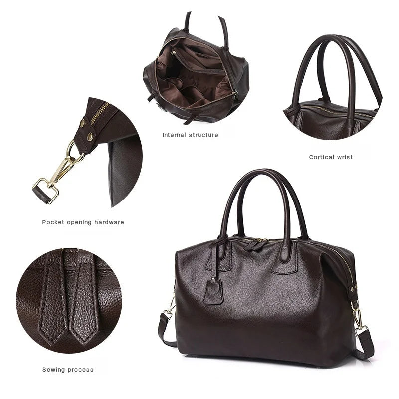 LuxeVoyage Leather Weekender Bag
