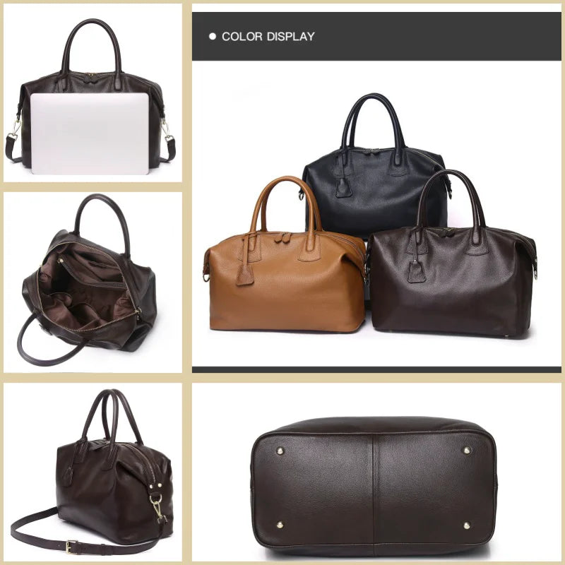 LuxeVoyage Leather Weekender Bag